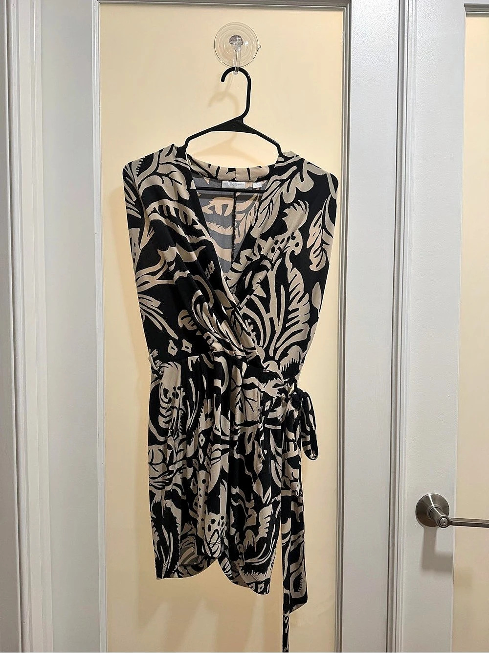 Tropical Leaf Print Wrap Romper (Shorts) with Pockets
